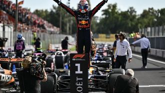 Red Bull Racing's Dutch driver Max Verstappen celebrates after winning the Italian Formula One Grand Prix at the Autodromo Nazionale Monza circuit, in Monza, northern Italy, on September 7, 2025. 
Marco BERTORELLO / AFP