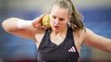 APELDOORN - Jessica Schilder in actie tijdens de finale kogelstoten voor vrouwen op de eerste dag van het NK Indoor atletiek Omnisport Apeldoorn. ANP SANDER KONING