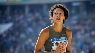 2022-09-04 15:46:54 Germany's Malaika Mihambo reacts during the women's Long Jump event of the ISTAF Berlin Internationales Stadionfest annual track and fields athletics meeting at the Olympic Stadium in Berlin on September 4, 2022. 
Tobias SCHWARZ / AFP