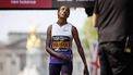 epa12058091 Sifan Hassan of The Netherlands finishes third in the elite women's race of the London Marathon in London, Britain, 27 April 2025. Taking place since 1981, the London Marathon is one of the most popular marathons in the world, with a record-breaking total of more than 56,000 people are expected to take part in the 2025 race.  EPA/TOLGA AKMEN