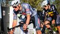Alpecin-Deceuninck team Dutch Mathieu van der Poel (L) and Lotto Cycling Team Belgium's Arnaud De Lie compete during the Ename Samyn Classic, one day cycling race of 199,1 Km from Quaregnon to Dour, on March 4, 2025. 
Tom Goyvaerts / Belga / AFP