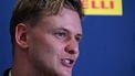 Former F1 driver and current WEC driver Mick Schumacher speaks during a press conference at Accor Stadium in Sydney on March 6, 2025, ahead of the Race of Champions Nations Cup.  
Saeed KHAN / AFP