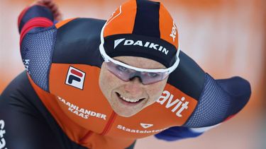 epa11967916 Dutch Marijke Groenewoud in action during the 1500m Women race at the ISU Speed Skating Single Distances World Championships in Hamar, Norway, 16 March 2025.  EPA/Geir Olsen  NORWAY OUT