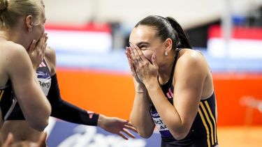 APELDOORN - Minke Bisschops na de finale 60 meter voor vrouwen op de eerste dag van het NK Indoor atletiek Omnisport Apeldoorn. ANP SANDER KONING