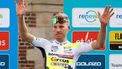 Intermarche-Circus-Wanty Dutch rider Mike Teunissen (C) celebrates on the podium after winning Stage 3 of the Renewi Cycling Tour, from Aalter to Geraardsbergen (171,2km), in Geraardsbergen on August 25, 2023. The Renewi Cycling Tour takes place from August 23-27, 2023.
KURT DESPLENTER / Belga / AFP