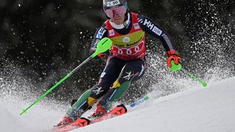 Norway's Lucas Braathen competes in the Men's Slalom event of the FIS Ski World Cup Finals in El Tarter, Andorra on March 19, 2023. 
Lionel BONAVENTURE / AFP