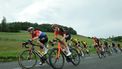 Team Visma's Dutch rider Dylan van Baarle (L) and Team Ineos' British rider Ben Turner (2ndL) compete in the fifth stage of the 76th edition of the Criterium du Dauphine cycling race, 167km between Amplepuis and Saint-Priest, central France, on June 6, 2024. 
Thomas SAMSON / AFP