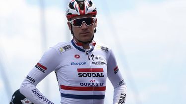Soudal Quick-Step's British rider Ethan Hayter is pictured on stage before the 8th stage of the 108th Giro d'Italia cycling race of 197kms from Giulianova to Castelraimondo on May 17, 2025. 
Luca Bettini / AFP