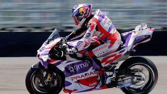 2023-10-14 10:21:39 epa10918163 Spanish MotoGP rider Jorge Martin of Prima Pramac Racing in action during a Qualifying session for the Motorcycling Grand Prix of Indonesia at the Pertamina Mandalika International Circuit on Lombok island, Indonesia, 14 October 2023. The Motorcycling Grand Prix of Indonesia will take place on 15 October 2023.  EPA/ADI WEDA