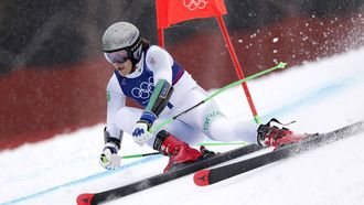epa12738363 Lucas Pinheiro Braathen of Brazil competes in the 2nd run in the Men's Giant Slalom of the Alpine Skiing competitions at the Milano Cortina 2026 Winter Olympic Games, Stelvio ski centre in Bormio, Italy, 14 February 2026.  EPA/GUILLAUME HORCAJUELO