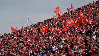 Ferrari and other Formula One fans watch the sprint race at the Autodromo Internazionale Enzo e Dino Ferrari race track in Imola, Italy, on April 23, 2022,  ahead of the Formula One Emilia Romagna Grand Prix. 

ANDREJ ISAKOVIC / AFP