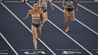 epa11982273 Nadine Visser of Netherlands competes in the 60 Metres Hurdles Women at the World Athletics Indoor Championships in Nanjing, China, 23 March 2025.  EPA/ANDRES MARTINEZ CASARES