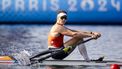 PARIJS - Simon van Dorp in actie tijdens de halve finale skiff op het olympisch roeitoernooi tijdens de zomerspelen in de Franse hoofdstad. ANP KOEN VAN WEEL