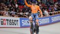 Netherlands' #168 Harrie Lavreysen celebrates after winning the men's team sprint final during the 2025 UCI Track World Championships at the Peñalolen Velodrome, in Santiago, on October 22, 2025. 
Javier TORRES / AFP