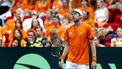 GRONINGEN - Botic van de Zandschulp op de eerste dag tijdens de tweede kwalificatieronde voor de Davis Cup Finals van Nederland tegen Argentinië in Martiniplaza. ANP SANDER KONING