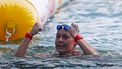 epa11122691 Sharon Van Rouwendaal of Netherlands celebrates winning the Women's 10km Open Water Final at the FINA World Aquatics Championships Doha 2024 in Doha, Qatar, 03 February 2024.  EPA/ALI HAIDER