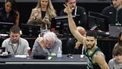 epa11730152 Boston Celtics forward Jayson Tatum gestures following a three point shot in the first half of an NBA Cup tournament game against the Cleveland Cavaliers in Boston, Massachusetts, USA, 19 November 2024.  EPA/CJ GUNTHER SHUTTERSTOCK OUT