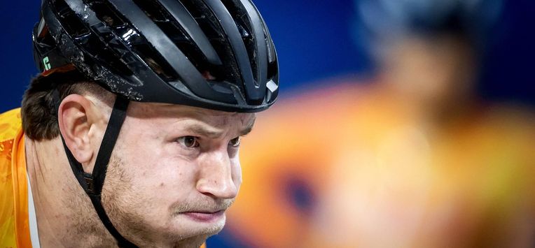 APELDOORN - Harrie Lavreysen tijdens een training in Omnisport Apeldoorn. De Nederlandse sprintselectie traint in aanloop naar het WK baanwielrennen. KOEN VAN WEEL / ANP