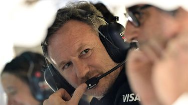 Red Bull Racing team principal Christian Horner stands in the garage before the qualifying session ahead of the Bahrain Formula One Grand Prix at the Bahrain International Circuit in Sakhir on April 12, 2025. 
Giuseppe CACACE / POOL / AFP