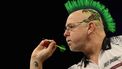 Scotland's Peter Wright competes during his quarter-final darts match against England's Rob Cross on Night 1 of the PDC Premier League, at the Utilita Arena in Cardiff, south Wales on February 1, 2024. 
Adrian DENNIS / AFP
