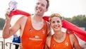 SHANGHAI -  Roos de Jong en Melvin Twellaar in actie tijdens de finale mixed dubbeltwee op de WK roeien in Shanghai. ANP IRIS VAN DEN BROEK
