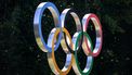 This photograph shows the Olympic rings prior to an IOC executive commission meeting ahead of IOC session, at the Olympic House in Lausanne, on June 22, 2026. 
Fabrice COFFRINI / AFP