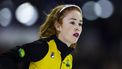 HEERENVEEN - Antoinette Rijpma-de Jong reageert na de 3000m dames in ijsstadion Thialf. Het langebaanseizoen start met dit driedaagse kwalificatietoernooi voor de wereldbeker. ANP VINCENT JANNINK