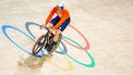 SAINT-QUENTIN-EN-YVELINES - Jeffrey Hoogland tijdens het onderdeel keirin (m) bij het baanwielrennen in het Velodrome op de Olympische Spelen. ANP KOEN VAN WEEL