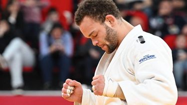 Netherlands' Simeon Catharina reacts after winning the men's under 100 kg bronze medal bout at the Tbilisi Grand Slam judo tournament in Tbilisi on March 22, 2026. 
Vano SHLAMOV / AFP