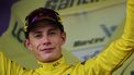 2023-07-18 17:52:51 epa10753915 Danish rider Jonas Vingegaard of team Jumbo-Visma celebrates on the podium after winning the 16th stage of the Tour de France 2023, a 22.4kms individual time trial (ITT) from Passy to Combloux, France, 18 July 2023.  EPA/CHRISTOPHE PETIT TESSON