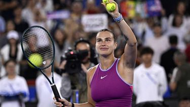 Belarus's Aryna Sabalenka interacts with fans after beating Coco Gauff of US during their women’s singles semi-final match at the Wuhan Open tennis tournament in Wuhan, China's Hubei province on October 12, 2024.
 
WANG Zhao / AFP
