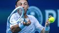 epa11241631 Tallon Griekspoor of Netherlands in action against Jannik Sinner of Italy during the men’s third round of the 2024 Miami Open tennis tournament at the Hard Rock Stadium in Miami, Florida, USA, 24 March 2024.  EPA/CRISTOBAL HERRERA-ULASHKEVICH