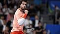 epa13284441 Carlos Alcaraz of Spain in action against Jiri Lehecka of the Czech Republic during his final match of the Japan Open tennis tournament at Ariake Colosseum in Tokyo, Japan, 06 October 2026.  EPA/FRANCK ROBICHON