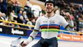 APELDOORN - Harrie Lavreysen juicht na het winnen van het onderdeel keirin tijdens de Nederlandse Kampioenschappen baanwielrennen in Omnisport Apeldoorn. ANP VINCENT JANNINK