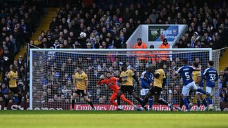Ipswich Town's English-born Egyptian midfielder #05 Sam Morsy watches his shot go over the bar during the English FA Cup fourth round football match between Ipswich Town and Maidstone United at Portman Road, Ipswich, eastern England on January 27, 2024. 
Ben Stansall / AFP