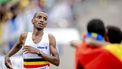 EUGENE - Bashir Abdi (BEL) komt als derde over de finish tijdens de marathon op de derde dag van de wereldkampioenschappen atletiek in het Hayward Field stadion. ANP ROBIN VAN LONKHUIJSEN
