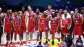 2023-09-10 18:48:12 epa10852331 Canada players react at the awarding ceremony after winning the FIBA Basketball World Cup 2023 third place match between Canada and the USA at the Mall of Asia in Manila, Philippines, 10 September 2023.  EPA/ROLEX DELA PENA