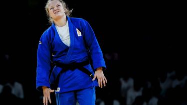 PARIJS - Judoka Sanne van Dijke verliest de strijd om de bronzen medaille van de Belgische Gabriella Willems op de Olympische Spelen. ANP REMKO DE WAAL