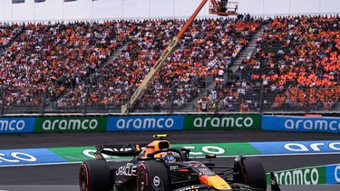 Red Bull Racing's Mexican driver Sergio Perez drives during the qualifying session at The Circuit Zandvoort, western Netherlands, on August 24, 2024, ahead of the Formula One Dutch Grand Prix. The Formula One Zandvoort Grand Prix race will take place on August 25, 2024.
JOHN THYS / AFP