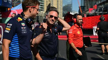 Red Bull Racing's British team principal and CEO Christian Horner walks on the starting grid prior to the Formula One Azerbaijan Grand Prix at the Baku City Circuit in Baku on September 15, 2024. 
Andrej ISAKOVIC / AFP