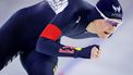 HEERENVEEN - Angel Daleman in actie op de 1000 meter voor vrouwen tijdens de slotdag van het NK afstanden in Thialf. Voor de Nederlandse rijders en rijdsters is dit toernooi een belangrijke tussenstop onderweg naar het WK afstanden in Hamar. ANP SEM VAN DER WAL
