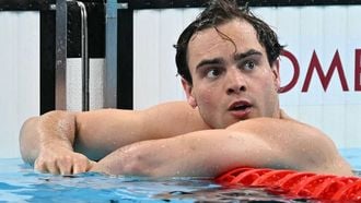 Netherlands' Nyls Korstanje reacts after competing in the semifinal of the men's 100m butterfly swimming event during the Paris 2024 Olympic Games at the Paris La Defense Arena in Nanterre, west of Paris, on August 2, 2024. 
Jonathan NACKSTRAND / AFP