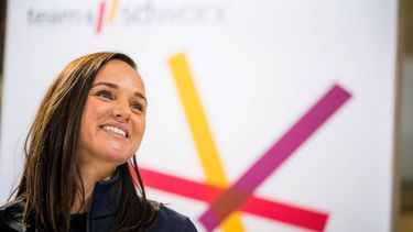 Netherlands's Chantal van den Broek-Blaak  attends the 2023 presentation of the SD Worx cycling team, at the Koninklijk Museum voor Schone Kunsten Antwerpen, KMSKA in Antwerp, on January 17, 2023. 
JASPER JACOBS / Belga / AFP