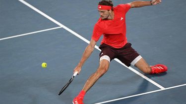 Germany's Alexander Zverev hits a shot against Spain's Pedro Martinez during their men's singles match on day four of the Australian Open tennis tournament in Melbourne on January 15, 2025. 
WILLIAM WEST / AFP