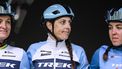 2023-04-23 09:10:56 Trek-Segafredo Dutch rider Lucinda Brand (C) looks on prior to the start of the women elite race of the Liege-Bastogne-Liege one day cycling event, 142,1km round-trip from Liege via Bastogne, on April 23, 2023. 
Tom Goyvaerts / Belga / AFP