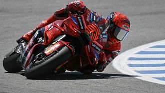 Ducati Lenovo Team's Spanish rider Marc Marquez (93) rounds a corner during the MotoGP Spanish Grand Prix Sprint race at the Jerez racetrack in Jerez de la Frontera, on April 26, 2025. 
JAVIER SORIANO / AFP