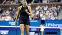 Belarus's Aryna Sabalenka celebrates a point won against USA's Emma Navarro during their women's semifinals match on day eleven of the US Open tennis tournament at the USTA Billie Jean King National Tennis Center in New York City, on September 5, 2024. 
CHARLY TRIBALLEAU / AFP