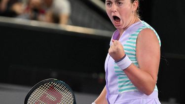 Latvia's Jelena Ostapenko reacts as she plays against Russia's Ekaterina
Alexandrova during the final match of the WTA Upper Austria Ladies Linz tennis tournament in Linz, Austria on February 4, 2024. 
BARBARA GINDL / APA / AFP