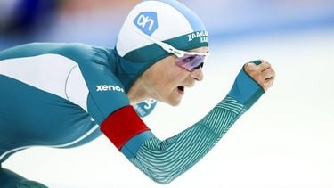 2023-10-29 15:40:29 HEERENVEEN - Irene Schouten tijdens de 5.000m dames in ijsstadion Thialf. Het langebaanseizoen start met dit driedaagse kwalificatietoernooi voor de wereldbeker. ANP VINCENT JANNINK