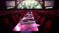 epa11779059 '180' signs rest of tables inside the arena ahead of the opening session of the Paddy Power World Darts Championship at Alexandra Palace in London, Britain, 15 December 2024.  EPA/DAVID CLIFF